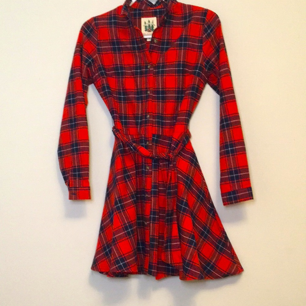 Kiel James Patrick red flannel plaid dress